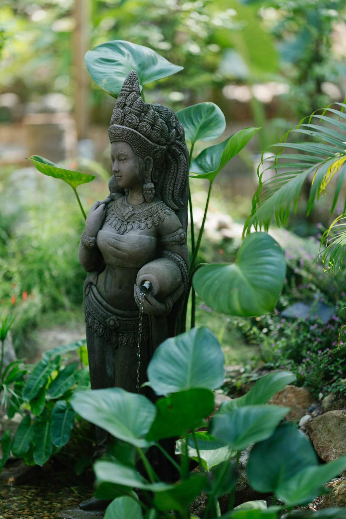 Tropical garden dining setting